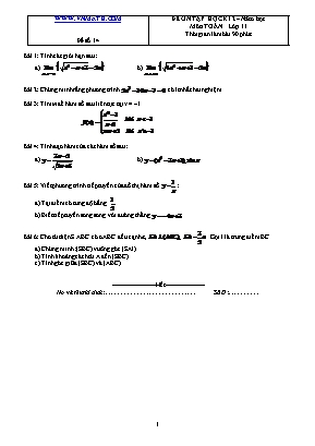 Đề ôn tập học kỳ II môn Toán Lớp 11 - Đề số 14 (Có đáp án)